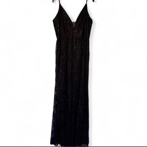 David's Bridal Black Sequin Maxi Dress